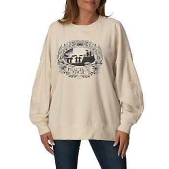 Women's Practical Magic Floral Frame Oversized Fleece Crew Sweatshirt