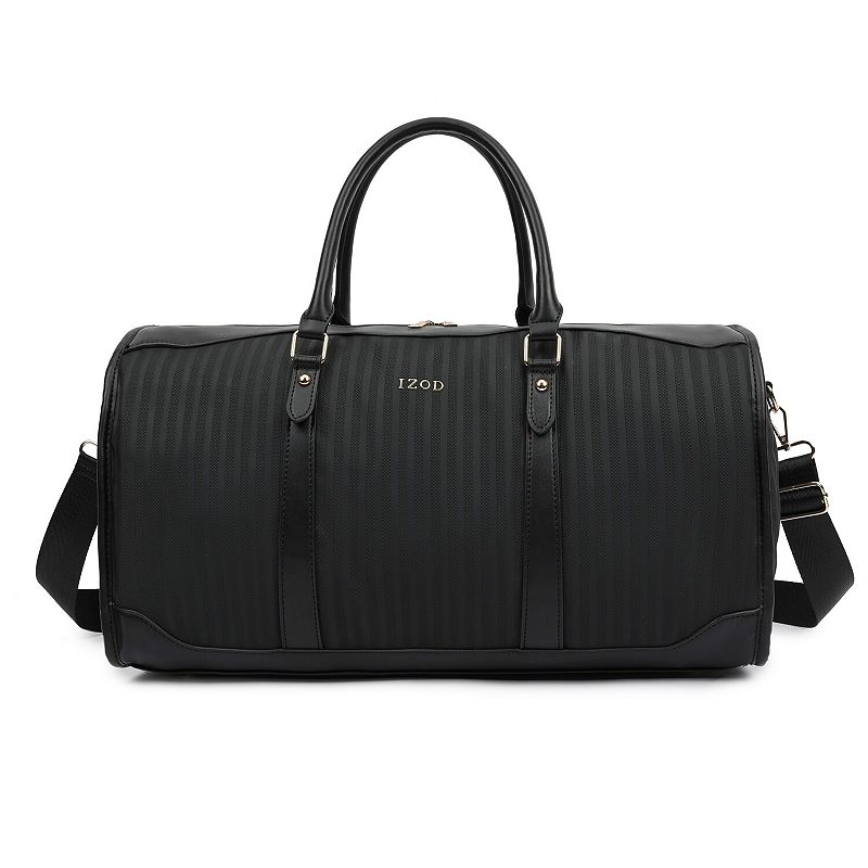 IZOD Vero Weekender Carry-On Duffel Bag with Adjustable Shoulder Strap, Black