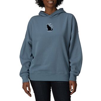 Women's Practical Magic Black Cat & Moon Oversized Fleece Hoodie Sweatshirt