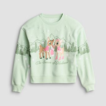Girls 7-16 Rudolph the Red-Nosed Reindeer Light up Crewneck Sweatshirt