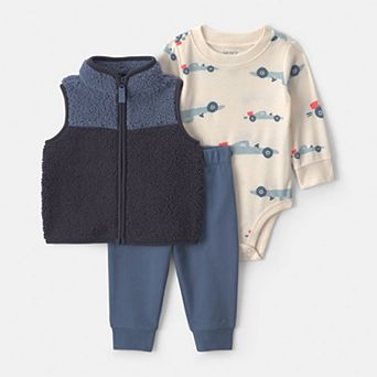 Baby Boy Carter's 3 pc Race Car Teddy Fleece Layering Set
