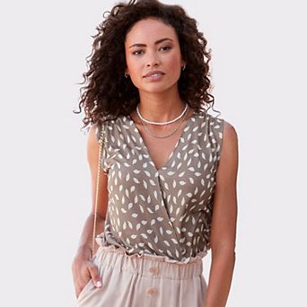 Lascana Women's Printed Wrap Look Top