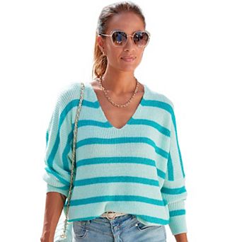 Lascana Women's Striped V-Neck Sweater