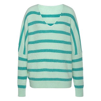 Lascana Women's Striped V-Neck Sweater