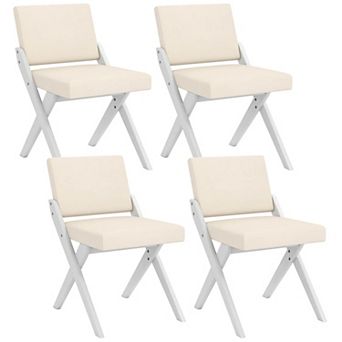 Costway Wooden Dining Chairs with Rubber Wood Frame Padded Cushions Curved Back