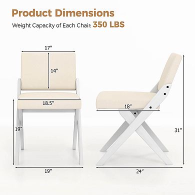 Costway Wooden Dining Chairs with Rubber Wood Frame Padded Cushions Curved Back