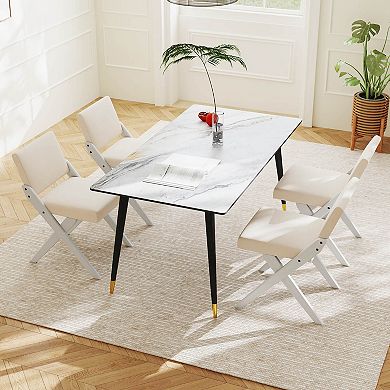 Costway Wooden Dining Chairs with Rubber Wood Frame Padded Cushions Curved Back