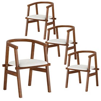 Costway Wooden Dining Chairs Set with Wrap-around Armrest & Padded Seat for Kitchen