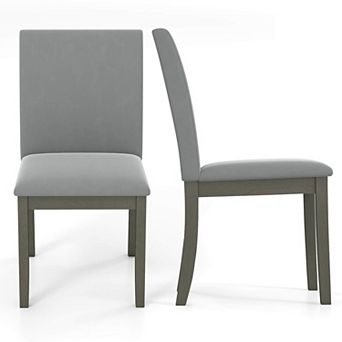 Costway Upholstered Dining Chairs Set with Rubber Wood Legs Padded Seat & High Back