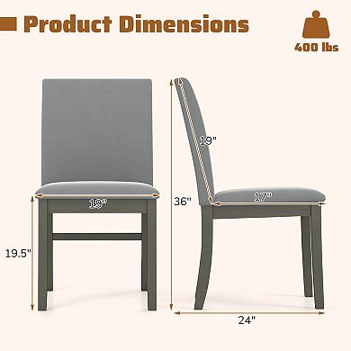 Costway Upholstered Dining Chairs Set with Rubber Wood Legs Padded Seat & High Back