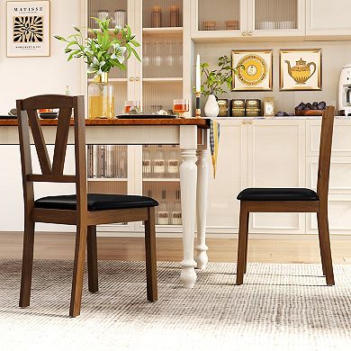 Costway Dining Chairs Set PU Leather Dining Room Chairs with Hollowed Backrests