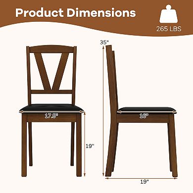 Costway Dining Chairs Set PU Leather Dining Room Chairs with Hollowed Backrests
