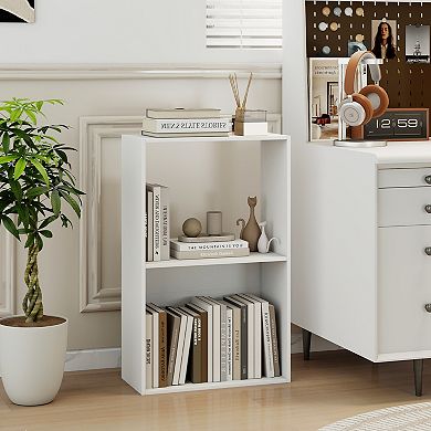 Costway 3-Tier Bookshelf, 2-Cube Bookcase with Open Storage Compartment, Anti-Toppling Kit