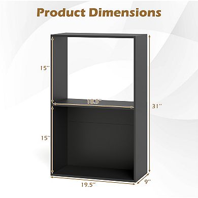 Costway 3-Tier Bookshelf, 2-Cube Bookcase with Open Storage Compartment, Anti-Toppling Kit