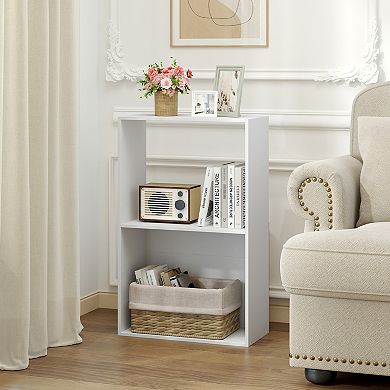 Costway 3-Tier Bookshelf, 2-Cube Bookcase with Open Storage Compartment, Anti-Toppling Kit