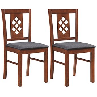 Costway Dining Chairs Set Linen Style Upholstered Kitchen Chairs with Wood Frames