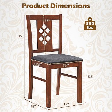 Costway Dining Chairs Set Linen Style Upholstered Kitchen Chairs with Wood Frames