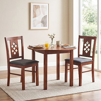 Costway Dining Chairs Set Linen Style Upholstered Kitchen Chairs with Wood Frames