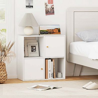 Costway 4-Cube Bookcase with Dual Anti-Tipping Kits & 2 Cabinets Storage Organizer