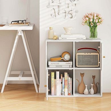Costway 4-Cube Bookcase with Dual Anti-Tipping Kits & 2 Cabinets Storage Organizer