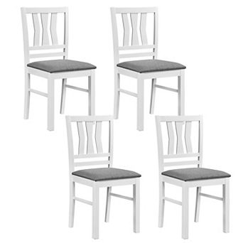 Costway Dining Chairs Set with Solid Rubber Wood Frames for Dining Room, Living Room