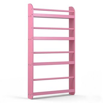 Costway Kids Bookshelf, 4 tier Wall Mounted Book Shelf for Toys, Books, Hanging Bookcase