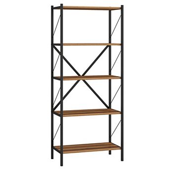 Costway 5 tier Tall Bookshelf, Industrial Bookcase with Heavy-Duty Metal Frame for Home
