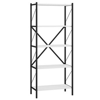 Costway 5 tier Tall Bookshelf, Industrial Bookcase with Heavy-Duty Metal Frame for Home