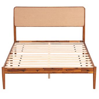 Costway Wooden Bed Frame with Wooden Slat Support, No Box Spring Needed