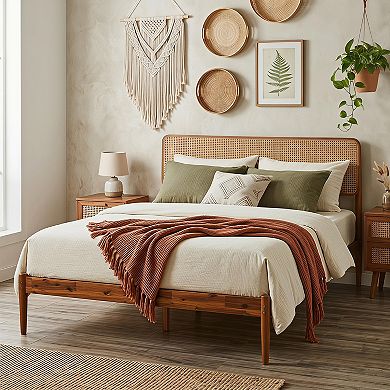 Costway Wooden Bed Frame with Wooden Slat Support, No Box Spring Needed