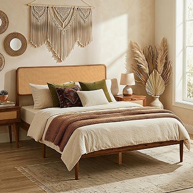 Costway Wooden Bed Frame with Wooden Slat Support, No Box Spring Needed