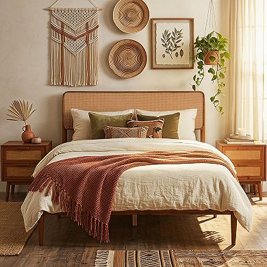 Costway Wooden Bed Frame with Wooden Slat Support, No Box Spring Needed