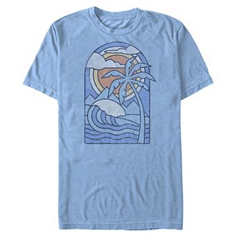 Men's Sun, Waves, And Palm Tree Graphic Tee
