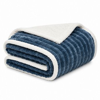 Harper Loft Striped Faux Fur & Sherpa Throw Blanket