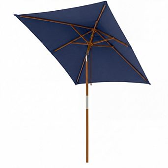 Costway 7 FT Outdoor Patio Umbrella with 3 Adjustable Heights, Push Button Tilt & 6 Ribs