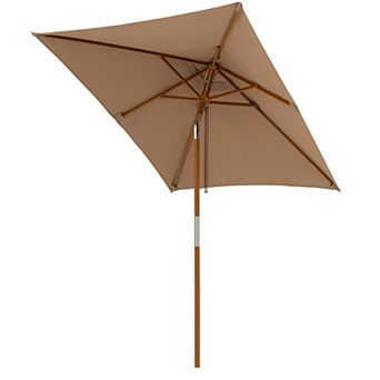 Costway 7 FT Outdoor Patio Umbrella with 3 Adjustable Heights, Push Button Tilt & 6 Ribs