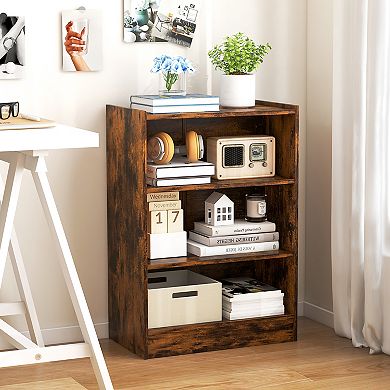 Costway 2 PCS 3-Tier Bookcase Open Multipurpose Display Rack Cabinet with Adjustable Shelves