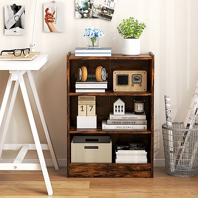 Costway 2 PCS 3-Tier Bookcase Open Multipurpose Display Rack Cabinet with Adjustable Shelves