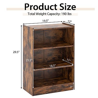 Costway 2 PCS 3-Tier Bookcase Open Multipurpose Display Rack Cabinet with Adjustable Shelves