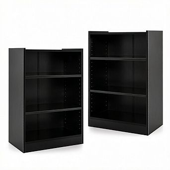 Costway 2 pc 3 tier Bookcase Open Multipurpose Display Rack Cabinet with Adjustable Shelves