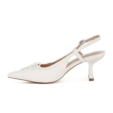 London Rag Danvers Women's Pointed Toe Slingback Kitten Heels