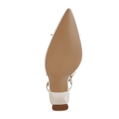 London Rag Danvers Women's Pointed Toe Slingback Kitten Heels