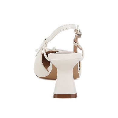 London Rag Danvers Women's Pointed Toe Slingback Kitten Heels