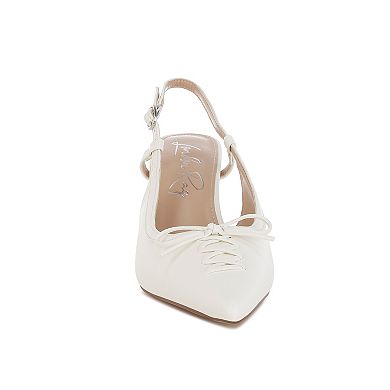 London Rag Danvers Women's Pointed Toe Slingback Kitten Heels