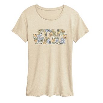 Women's Star Wars Distressed Floral Logo Graphic Tee