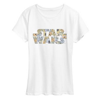 Women's Star Wars Distressed Floral Logo Graphic Tee