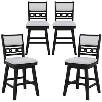 Costway 25" Swivel Counter Height Chairs Set with Upholstered Hollow Backrest