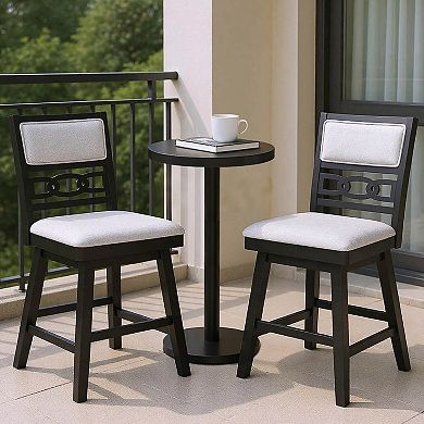 Costway 25" Swivel Counter Height Chairs Set with Upholstered Hollow Backrest