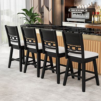 Costway 25" Swivel Counter Height Chairs Set with Upholstered Hollow Backrest