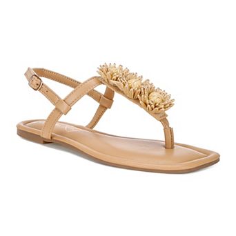London Rag Salwa Women's Floral Applique Thong Sandals